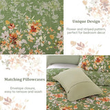 Dobuyly Green Floral Quilt Set King Size, Botanical Flowers Bedspreads Coverlet Set, 3 Pieces Soft Lightweight Microfiber Quilt Bedding Set for All Seasons 110"x90" Dobuyly