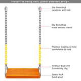 SELEWARE Wooden Swing Set, Wood Tree Swing Seat with Chain, Wood Swing Set Seat Accessories for Adult Kid Indoor Outdoor Playground Backyard SELEWARE