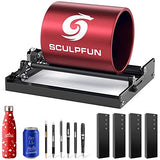 SCULPFUN Laser Rotary Roller, Rotation Auxiliary Kit for Laser Engraver, 360° Auto Rotating Roller for Engraving Cylindrical Objects, Shape Like Bottle Can Pen Cups Lipstick, with 4 Raise Feet SCULPFUN