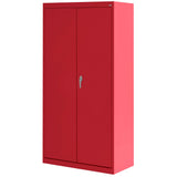 Sandusky Lee VFC1301866-01 Janitorial Supply Metal Storage Cabinet with 3 Shelves and Locking Handle, 150lb Capacity, 18" Depth x 30" Width x 66" Height, Red Sandusky