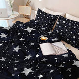 Double-Sided Printed Bedding with Minimalist Stars Cute - Ultra-Soft Microfiber Duvet Cover Set Single Durable Zipper Closure, Comfortable Quilt Cover for Bedroom Décor Dark Generic