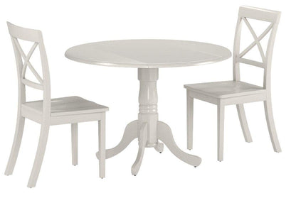 East West Furniture DLBO3-WHI-W 3 Piece Dining Room Table Set Contains a Round Kitchen Table with Dropleaf and 2 Dining Chairs, 42x42 Inch, Linen White - WoodArtSupply