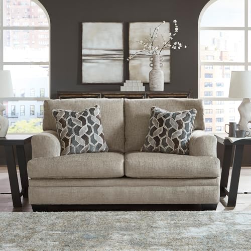 Signature Design by Ashley Stonemeade Casual Loveseat with 2 Toss Pillows, Light Brown Signature Design by Ashley