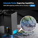 Longer RAY5 20W Laser Engraver with Air Assist Kit, 4-in-1 Rotary Roller, and 16 Pcs Raiser, Exclusive 3.5" Touch Screen for DIY, Cutting Tool for Metal Coloring, Acrylic, Wood, Glass, Leather. Longer