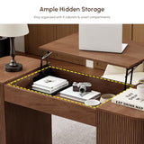 homary 59.8" Modern Standing Desk, Home Office Desk Engineered Wood Office Desk with Lift-Top & Ample Storage for Office, Study, Walnut homary