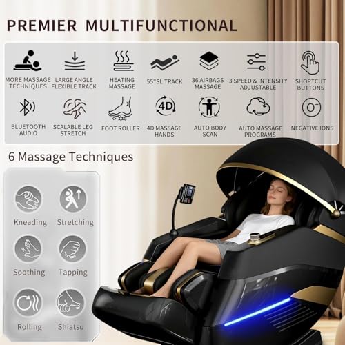 2026 Upgrade Massage Chair sleeping pod Full Body,Zero Gravity 3D SL-Track Shiatsu Massage Recliner Chair Built-in Heat System Airbag Massage with Body Scan, Deep Yoga Stretch, Foot And Back massage Dr.hiumi