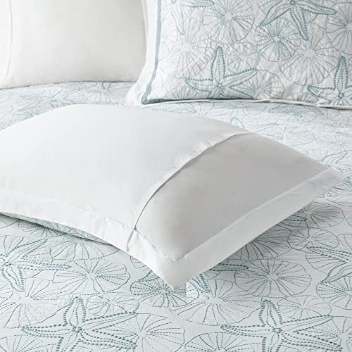 Harbor House Cotton Comforter Set - Coastal Oceanic Sealife Design, All Season Down Alternative Bedding with Matching Shams, Bedskirt, Maya Bay, Seafoam Blue King(108"x96") 4 Piece Harbor House