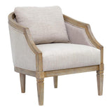 Pemberly Row Farmhouse Solid Wood & Fabric Accent Chair in Natural Pemberly Row