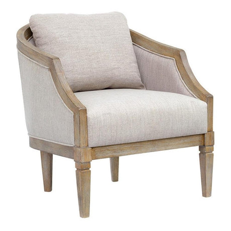 Pemberly Row Farmhouse Solid Wood & Fabric Accent Chair in Natural Pemberly Row