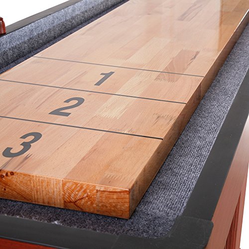 Challenger Shuffleboard Table with Dark Cherry Finish, Hardwood Playfield, Storage Cabinets, Climate Adjusters, Leg Levelers, 8 Pucks, Brush and Wax Hathaway