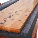 Challenger Shuffleboard Table with Dark Cherry Finish, Hardwood Playfield, Storage Cabinets, Climate Adjusters, Leg Levelers, 8 Pucks, Brush and Wax Hathaway