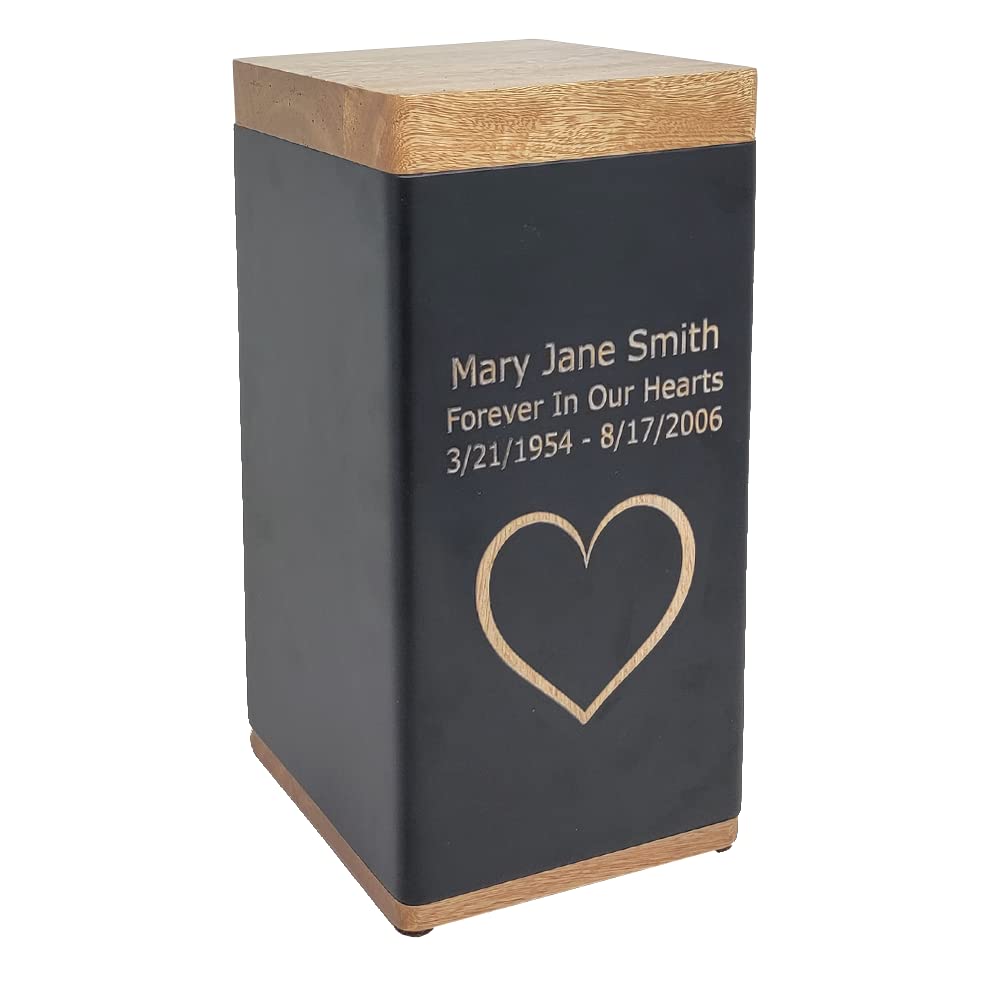 Haven Wooden Cremation Urn Large (Custom Engraved Haven Black Cremation Urn) Momentful Life
