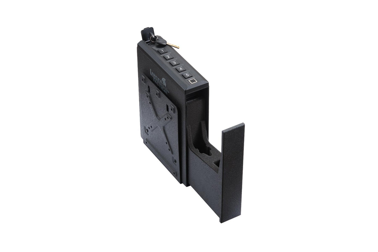 Lancer Tactical Biometric Slider Handgun Gun Safe for Pistols Nightstand, Desk, Bed Side,Truck-Quick-Access Firearm Safety Device with Fingerprint Lock or Key Pad, PIN Code, and KEY Access Lancer Tactical