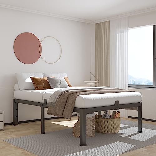 ROIL 14 inch Twin Bed Frames with Headboard Hole and Round Corner Legs Mattress Retainers 3500LBS Heavy Duty Steel Slats No Box Spring Needed Platform Noise-Free Easy Assembly ROIL