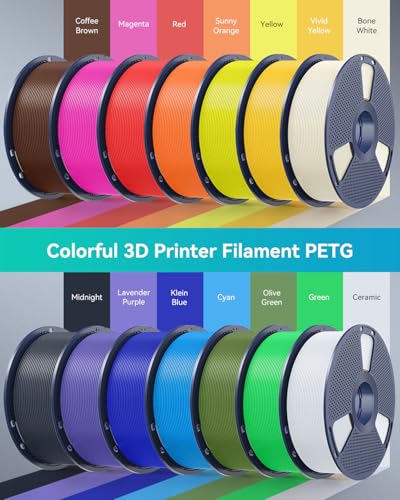 SUNLU PETG Filament 1.75mm, Strong 3D Printer Filament, Less Stringing Good Layer Adhesion High Toughness, PETG Filament 1.75 ±0.02mm, 1kg Spool (Black) SUNLU