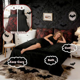 Erosebridal Gothic Damask 7 Piece Comforter Set Full Bed in a Bag,Exotic Moth Bedding Sets Red Black Victorian Floral Goth Sheet Set with Comforter Erosebridal