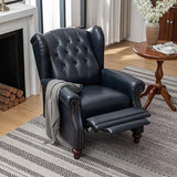 SHINE FURNISHING Genuine Leather Recliner Chair, Push Back Recliner Armchair with Rivet Tufted - Thick Cushioned Seat, Single Sofa & Accent Chair for Living Room (Navy)