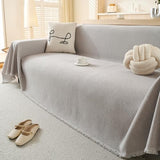 100% Waterproof Couch Cover Sofa Covers for Sectional Couches Reclining Armseat/Chair/Futon Sofa SlipCover for Dog Pet-Friendly Furniture Protector for Living Room with Tassel(91" x 134", Light Gray) TieyaChkis