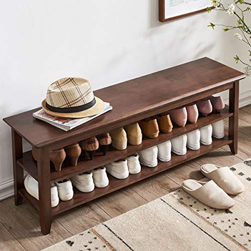 XKZG Storage Bench Wooden Shoe Bench Rustic Solid Wood Entryway Bench (Brown,47.2") - WoodArtSupply