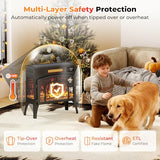 Kucreiheat Electric Fireplace Heater 23" w/Remote, 3D Flame Effects, 750/1500W Electric Heater Fireplace w/Timer, Overheat Protection, Energy Saving Electric Fireplace Stove for Indoor Use, Black Kucreiheat