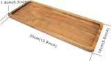 13.8 Inch Solid Wood Serving Platters and Trays of Natural Acacia Wood with Edge,Rectangular Avoid Sliding and Spilling Food Clarmonde