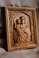 Christian Gift for Dad Saint Joseph Wooden Carved Religious Icon - Art Work from solid wood - Personalized - All sizes - Any Occasion Christian Gift Idea Kozakworkshop