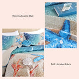 weigelia Coastal Quilt Set King Size – 3 Piece Lightweight Beach Themed Bedding, Soft & Breathable Polyester Coverlet, All Season Quilts & Bedspread for Bedroom Décor weigelia