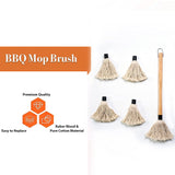 ZaanZeer 18 Inches BBQ Mop with Wooden Handle and 4 Extra Replacement Cotton Fiber Basting Mop Heads for Grilling and Smoking Steak ZaanZeer