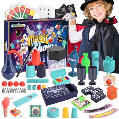 Nicella Magic Kit - 200+Magic Tricks for Kids Age 6-8, Magic Set with Manual and Video for Beginners and Kids, Christmas Halloween Birthday Gifts Toys for Ages 6 7 8 9 10 11 12 Years Old Boys Girls