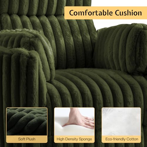 Jocisland Power Recliner Nursery Chair for Adults, Electric Swivel Rocking Glider with USB & Type-C, Soft Fabric Armchair with 2 Pillows, Cozy Reclining Sofa for Living Room, Bedroom, Green