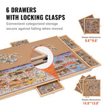 VEVOR 2000 Piece Puzzle Board with 6 Drawers and Cover, 40.2"x29.4" Rotating Wooden Jigsaw Puzzle Plateau, Portable Puzzle Accessories for Adult, Puzzle Organizer & Puzzle Storage System, Gift for Mom VEVOR