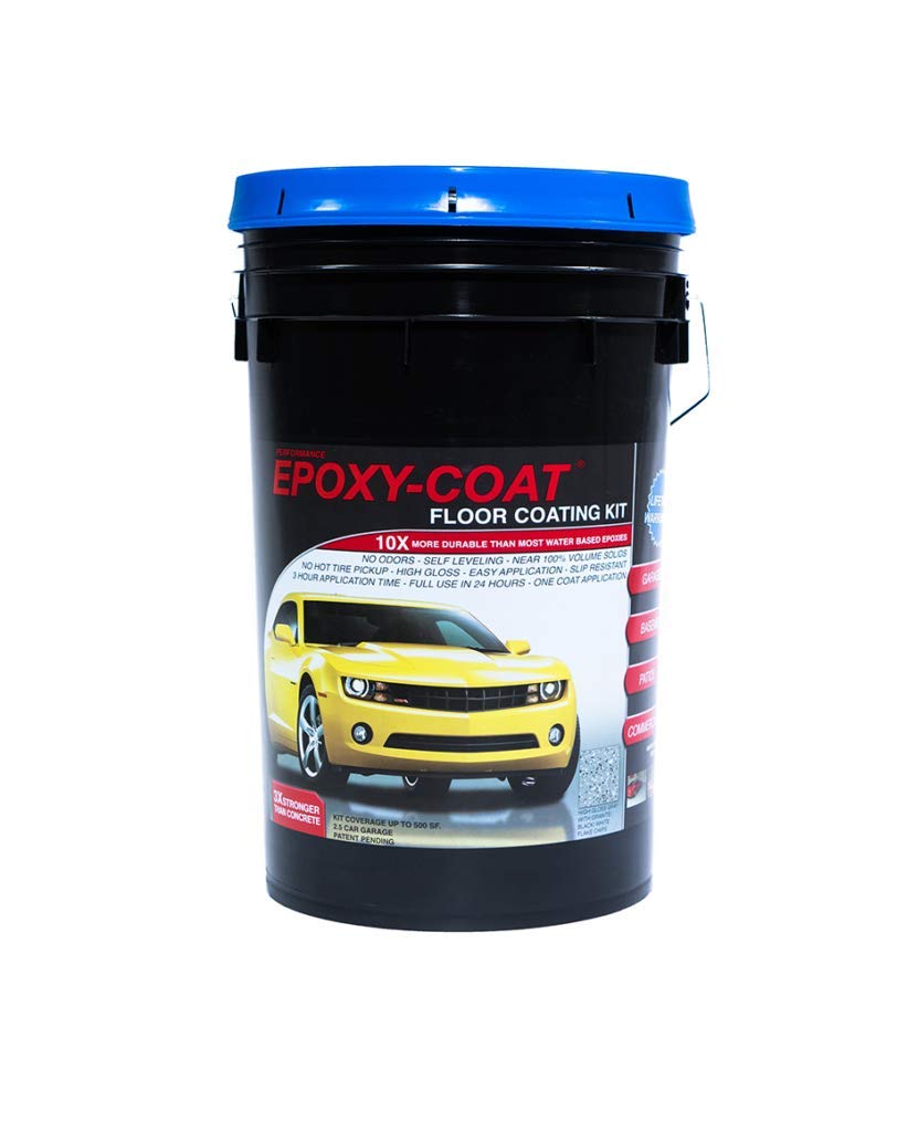 Epoxy-Coat Epoxy Floor Kit GOOD Full Kit Gray Base with Gray Blend Flakes- up to 500 sq.ft. at 9.7 mils - for Garage Floors, Basement Floors, Concrete, and More - WoodArtSupply