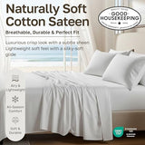 California Design Den Queen Sheet Set - Natural 100% Cotton Sheets Queen Size Bed Set with Deep Pockets, Soft Sateen Weave, Breathable and Durable Bedding (White)