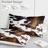 Bedbay Cow Print Comforter Set King Size Animal Skin Bedding 8 Pcs King Bed in a Bag Western Cowhide Rustic Bedding Brown Milk Cow Print Bed Set for All Seasons(Brown,King) Bedbay