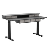 ExaDesk Electric Standing Widened Desk 63 * 30 Inches Adjustable Height with 4 Drawers, Double Storage Shelves Stand Up Desk, Home Office Workstation Sit Stand up Desk (Classical Black) ExaDesk