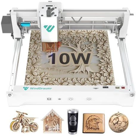 WindDraumr P1 Max Laser Engraver, 10W Portable Laser Engraving Machine,200x150mm Offline Usage with 7000mm/min Fast Laser Cutter and Engraver Tool for Wood Leather Painted Metal Acrylic Glass WindDraumr
