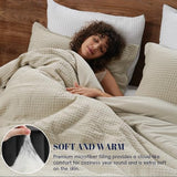 PHF Ultra Soft Waffle Weave Comforter Set Twin Size, 2 Pieces Lightweight Breathable Comfy Bedding Set, Comfy Textured 1 Comforter with 1 Pillow Shams, Linen PHF