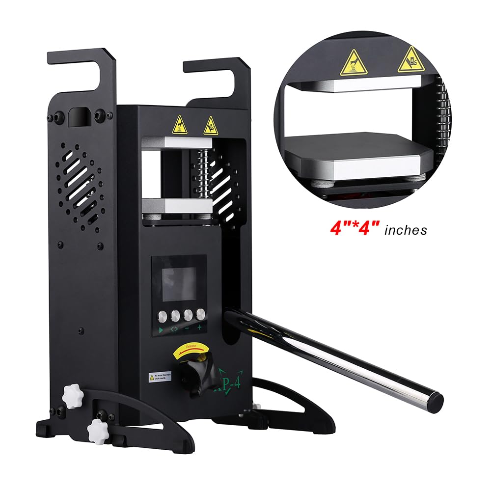 4T Hydraulic Heat Press Machine with Dual Heating Plates 4x4 Inches and Precise Digital Temperature Control LCD Screen for Homeuse Portable Manual Heat Pressing Machine YFTOHI