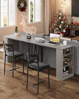 GarveeHome Extendable Bar Table Set for 2, 16 in Wide Cushions for Comfortable Seating, Bar Table and Chairs Set, Suitable for 2-4 People, Sturdy and Durable New Choice, Gray GarveeHome