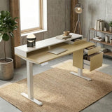 ErGear Electric 47 inch Standing Desk with Drawers and File Cabinet, Adjustable Stand up Desk with Storage, Ergonomic Sit Stand up Table Compatible Monitor Stand, Light Walnut ErGear