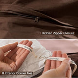 MooMee Bedding Duvet Cover Set 100% Washed Cotton Linen Like Textured Breathable Durable Soft Comfy (Solid Cocoa Brown, King 104"x90") MooMee