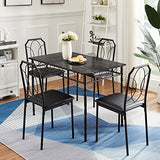 VECELO 5 Piece Dining Table Set for 4, Dinette with Chairs for Kitchen, Breakfast Nook, Small Space,Easy Assembly VECELO