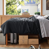 Bedsure Duvet Cover Twin/Twin XL Size - Soft Double Brushed Bedding Set for Kids & Adults, Zipper Closure, 2 Pieces, Includes 1 Duvet Cover (68"x90") & 1 Pillow Sham, NO Comforter, Black Bedsure