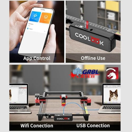 Coolook CK1-55 Laser Engraver, 5.5W Laser Engraving Machine, Laser Cutter for Wood, Metal, Aluminum, Glass, Leather, 500 mm/s Speed, 32-Bit Main Chip Control, 300x300mm Engraving Area Goeson