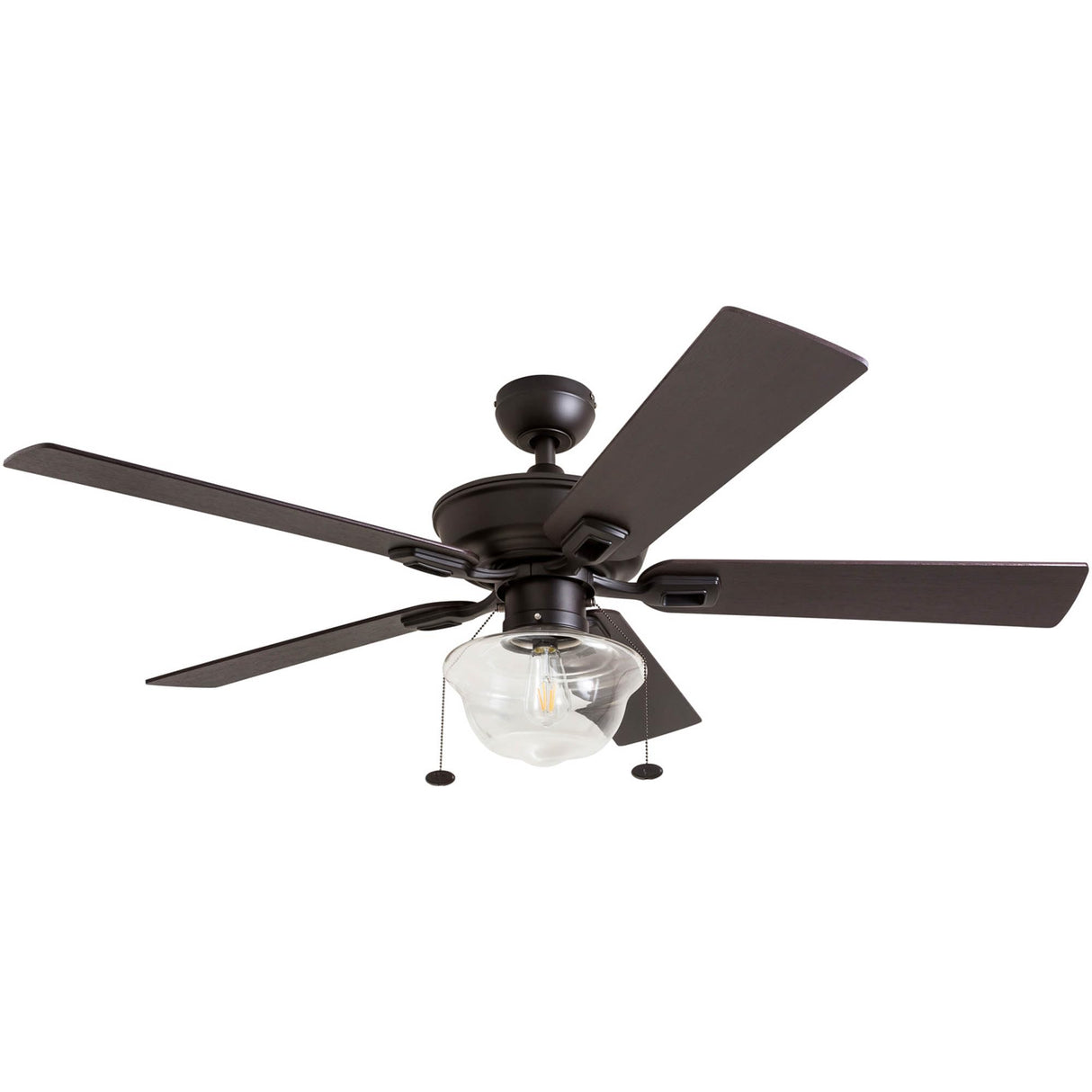 Prominence Home Abner Modern Farmhouse 52 Inch Ceiling Fan with Light, Outdoor Fan/Indoor Tri-Mount LED Ceiling Fan with 5 Blades, Silver Oak and Maple Brown Blade Finish Options, Bronze (80091-01) Prominence Home
