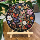 SCECALA 4 Pack Butterfly Floral Embroidery Kit - Flower Butterfly Hand Embroidery Kit for Beginners with Pattern, Complete Cross Stitch Supplies DIY Craft for Adults Sewing Hobby, 1pc Hoops