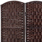 HOMCOM Room Divider, 3 Panel Folding Privacy Screen, 6FT Tall Portable Wicker Weave Partition Wall Divider for Bedroom, Home Office, Brown HOMCOM