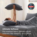 Bedsure Deep Pocket Full Size Sheets Set - 6 Piece, Prewashed Ultra-Soft Full Size Bed Sheets, Fits Mattresses Up to 18 Inches Thick, Breathable & Secure Fit, Hotel Luxury Bedding, Grey Bedsure