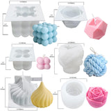 NICAVKIT 6Pcs Silicone Candle Molds Set for Candle Making, Yarn Ball Bubble Candle Mold, 3D Rose Silicone Mold, Cake Mold for Baking Desser, Silicone Mold for Soy Wax, Soap, DIY Scented Candle NICAVKIT