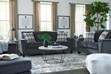 Signature Design by Ashley Abinger Chenille Contemporary Loveseat with 2 Accent Pillows, Dark Gray Signature Design by Ashley
